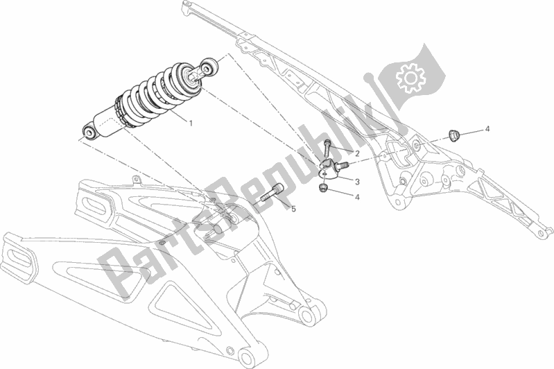 All parts for the Rear Shock Absorber of the Ducati Monster 696 ABS Anniversary 2013